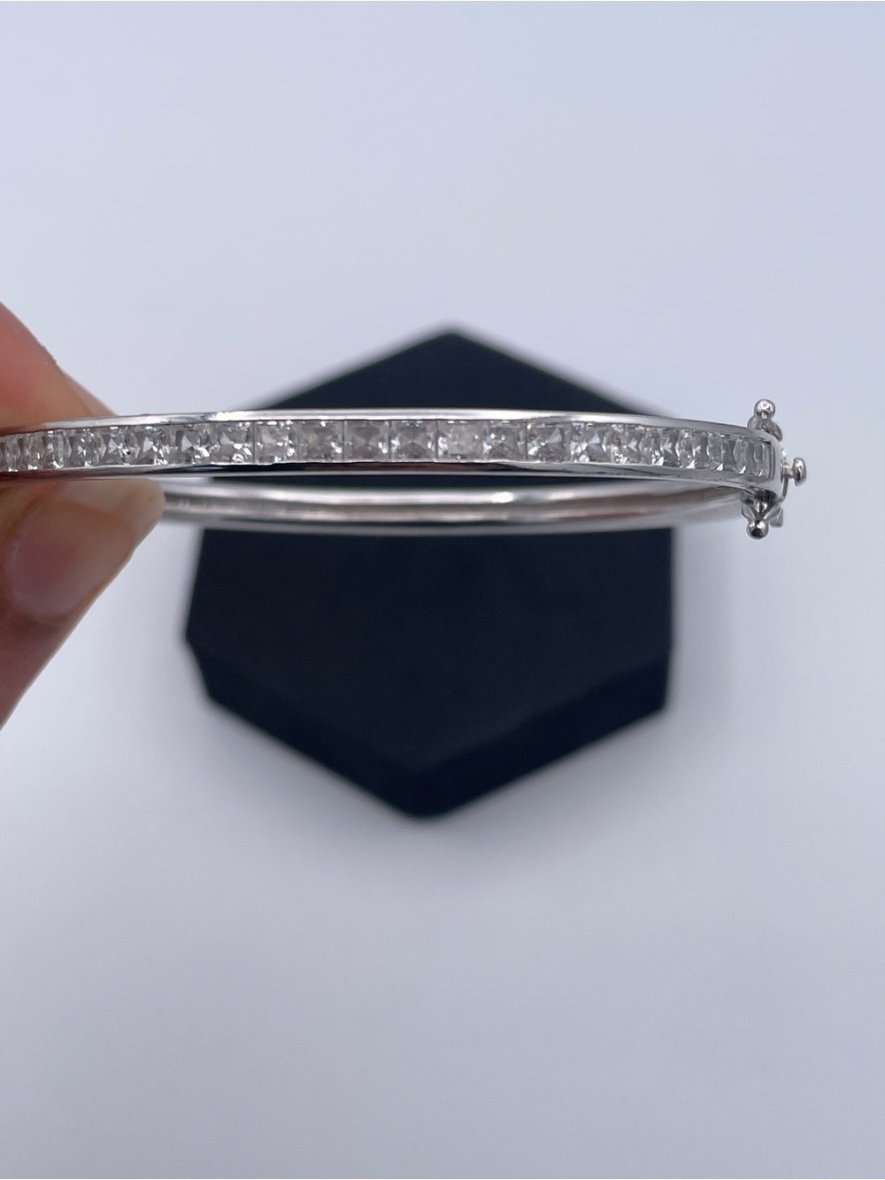 Epiphany Sterling Silver 925 Diamonique Princess Cut Channel Set Platinum Clad - Picture 2 of 9